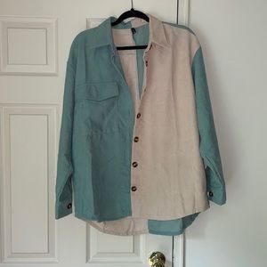 Zaful Two-Tone Button-Up Top Size L